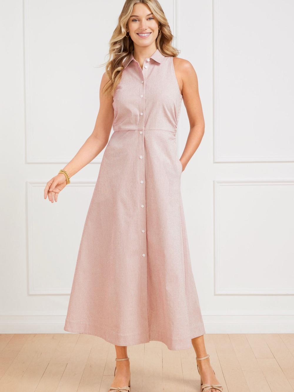 Talbots Seersucker Shirtdress – Sangria – Size 8